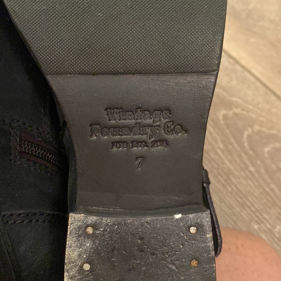 EUC Vintage Foundry Co. Black Leather Moto Boots Size 7 - Picture 7 of 11